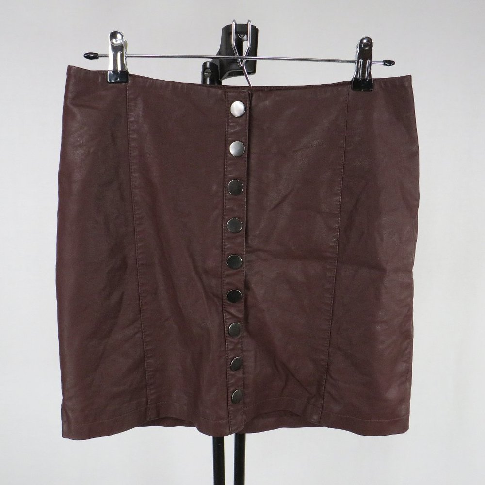 Free People Brown Faux Leather Skirt